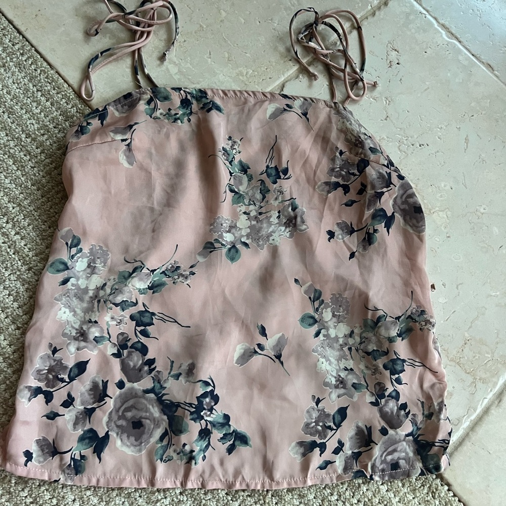Pink floral satin top